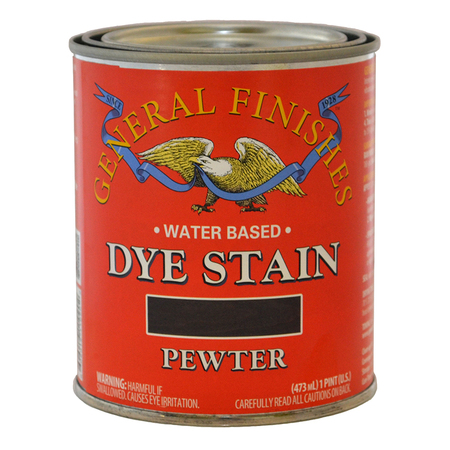 GENERAL FINISHES 1 Pt Pewter Dye Stain Water-Based Wood Stain DPP